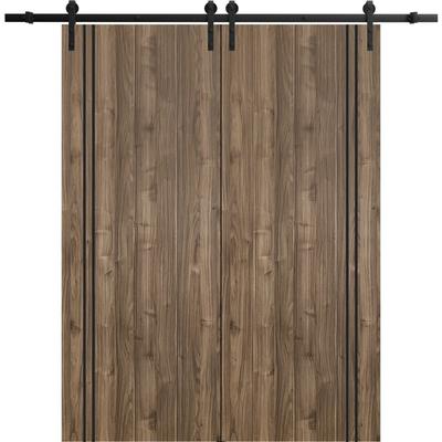 Sturdy Double Barn Door 36 x 80 with Planum 0016 Walnut with 13FT