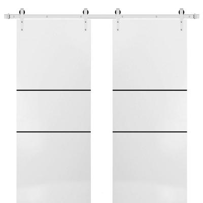 Sturdy Double Barn Door 36 x 80 with Planum 0014 White Silk with 13FT