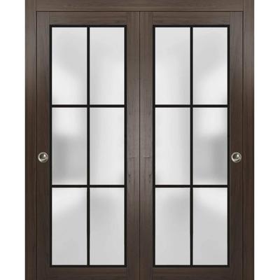 Bypass Doors 36 x 80 Planum 2122 Chocolate Ash Sturdy Rails