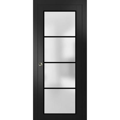 French Pocket Door 18 x 80 Planum 2132 Matte Black Kit Trims Rail