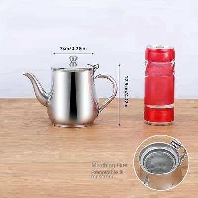 TEMU 1pc Stainless Steel Teapot With Removable Filter, Multi-functional Oil Bottle, Oval Shape, Bpa-free, Machine Image