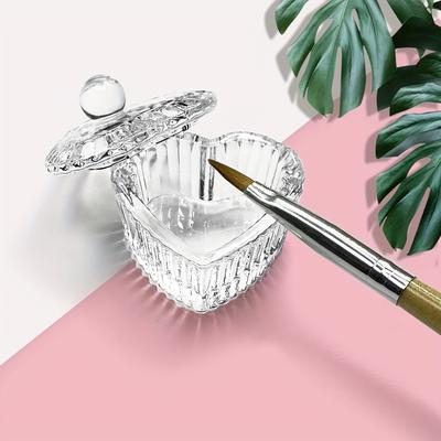 TEMU 1pc Heart Shaped Acrylic Glass Cup With Lid, Acrylic Nail Art Bowl Transparent Image