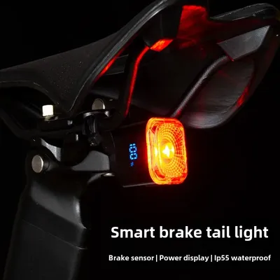 Smart Bicycle Tail Rear LightTail Taillight Bike LED Lights Auto Stop Brake Type-C Charge Ip55 Cycling Equipment Tail Light