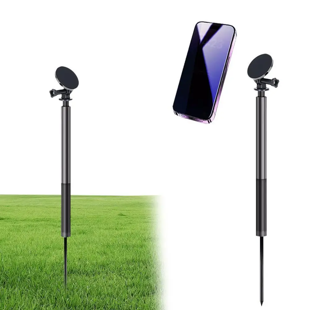 Ground-mounted Magnetic Mobile Phone Holder For Golf Mount Stand Tripod Extendable Selfie Stick Plug Stand For Smartphone