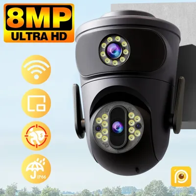 4K 8MP Überwachungskamera Wifi Outdoor Dual Bildschirme Drahtlose Sicherheit IP Kameras 2-Wege Audio PTZ Smart Home Wi-Fi Kamera CCTV