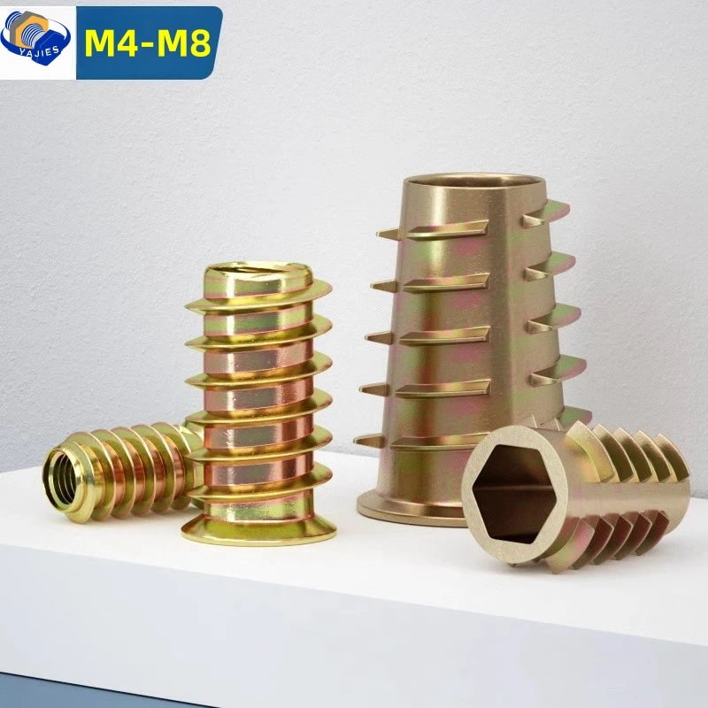 10/20 Stück Innensechskant-Einsatzmuttern für Holzmöbel – M4 M5 M6 M8 Größen – Innen- und Außengewinde – Inbusschlüssel-Installation