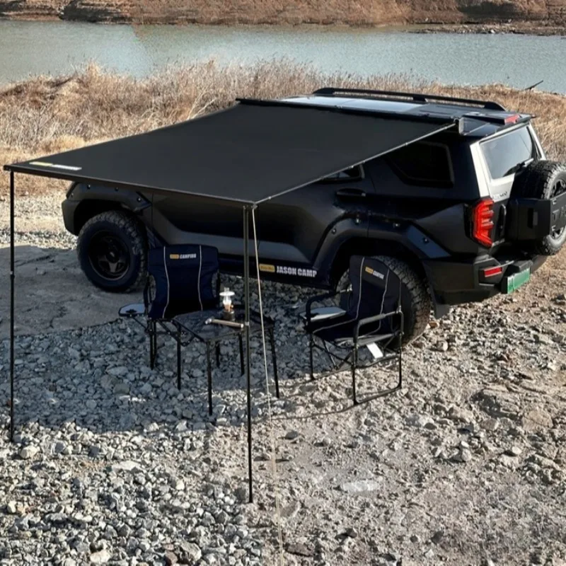 Im Freien Auto-Seitenzelt, Sonnenschutz, schwarz, Sonnenschutz, tragbar, zusammenklappbar, Sonnenschutz, zusammenklappbar, SUV-Dach, Camping-Zubehör