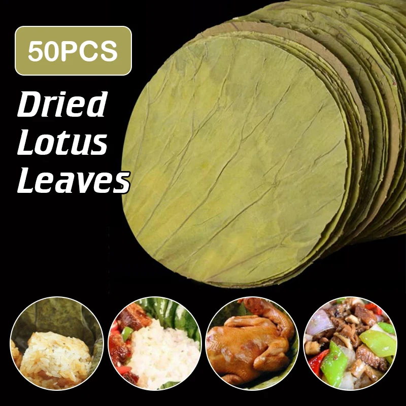 50Pcs 22cm Große Natürliche Getrocknete Lotus Blätter Disc Für Outdoor Küche Tablett Klebreis Huhn, Der Küche zubehör Image