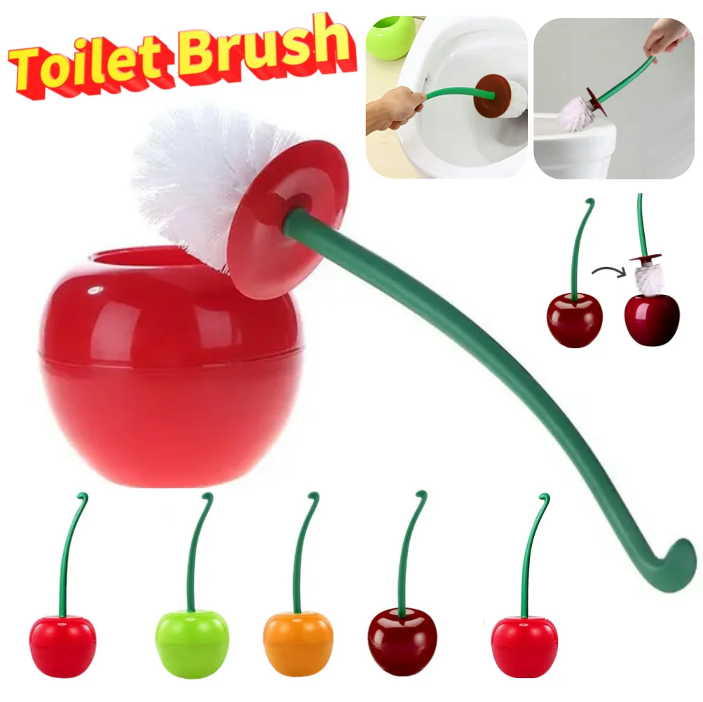 Toiletten bürste kreative schöne Kirsch form Toilette Toiletten bürsten halter Set Toiletten halter Badezimmer Dekor Haushalts reinigungs werkzeug