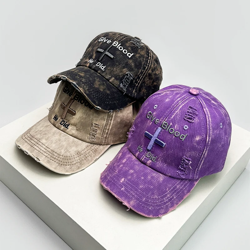 Neue Unisex-Briefs tickerei amerikanische Vintage Baseball mützen gebrochen atmungsaktive lässige Sonnenschutz Schirmmützen vielseitige Mode ins Image