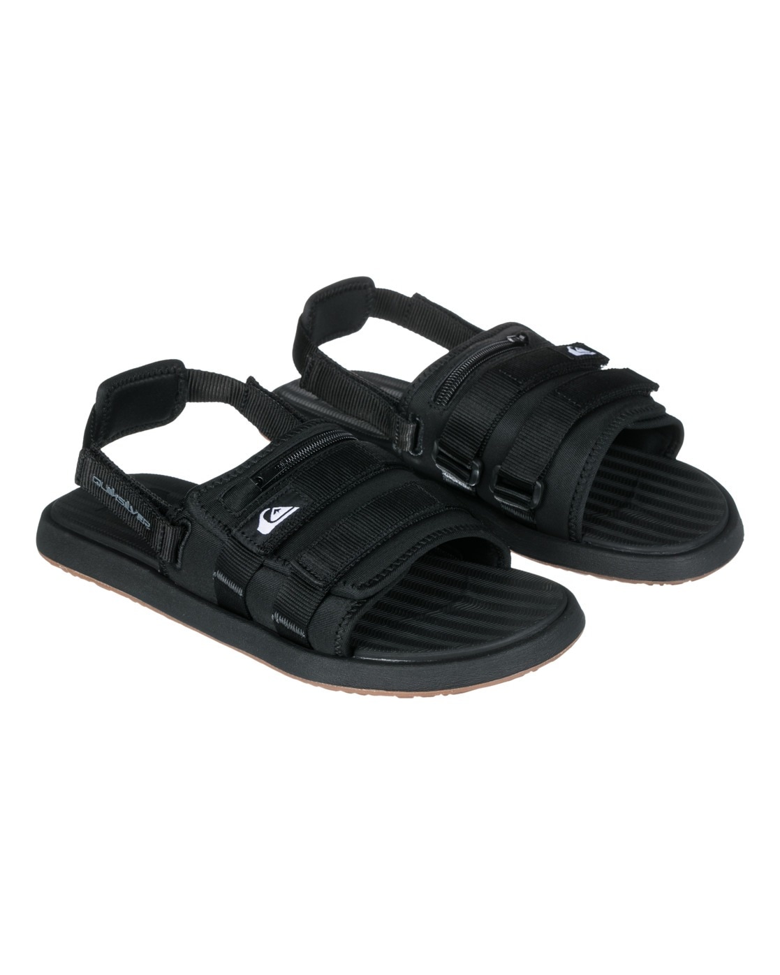 Sandale QUIKSILVER "Monkey Caged", Herren, Gr. 12(45), schwarz (schwarz 1), Obermaterial: Textil / Außensohle: Gummi, Schuhe Sandale
