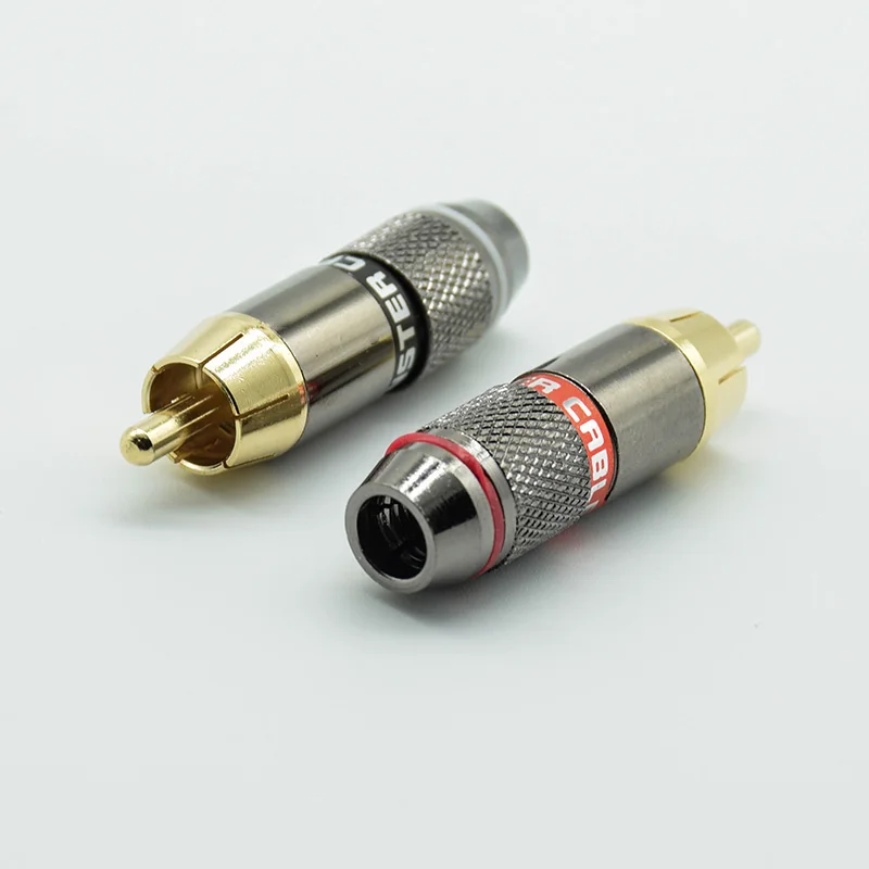 2 stücke/1 Rot + 1 Schwarz Männlichen bananen Stecker Vergoldet RCA Jack Lautsprecher Phono Stecker Audio Adapter draht Stecker Image