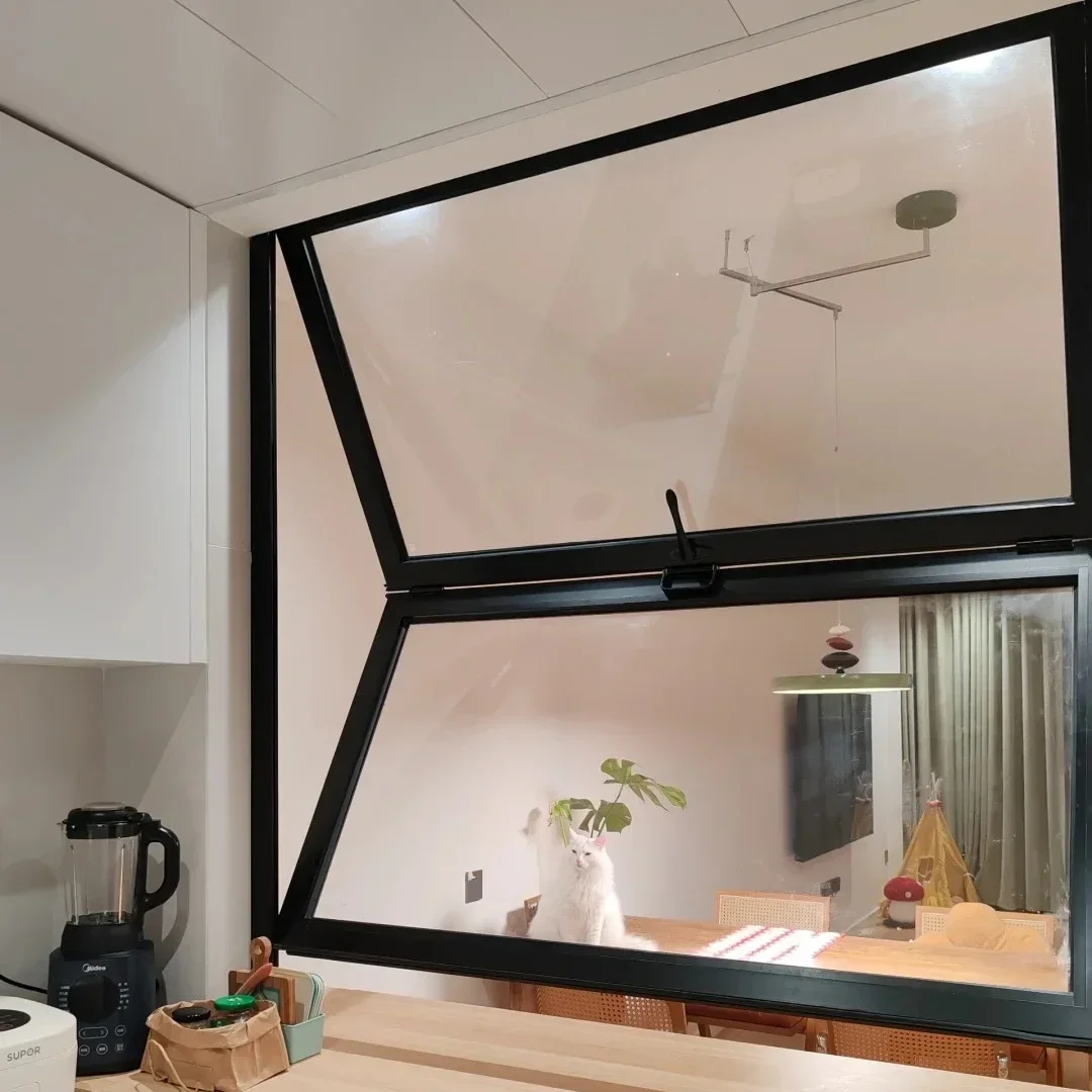 Thermal Break Aluminium Bi Fold Vertikale Klappfenster für Balkon Esszimmer, winddichtes Glas, zusammenklappbares Bifold-Fenster