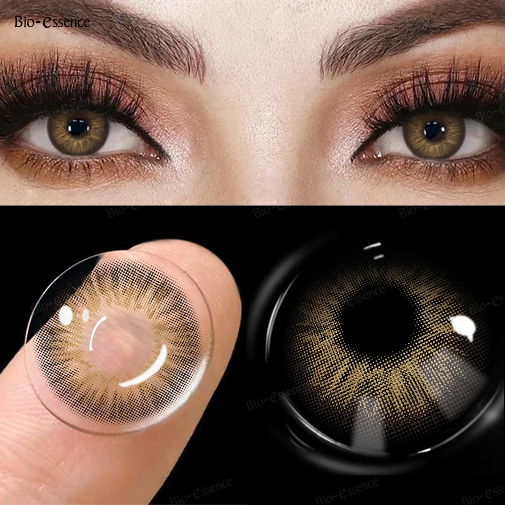 Bio-essence 1 Paar farbige Kontaktlinsen für Schüler, modische braune Linsen für Make-up, Cosplay-Linsen, hochwertige natürliche Schüler, Jahr Image