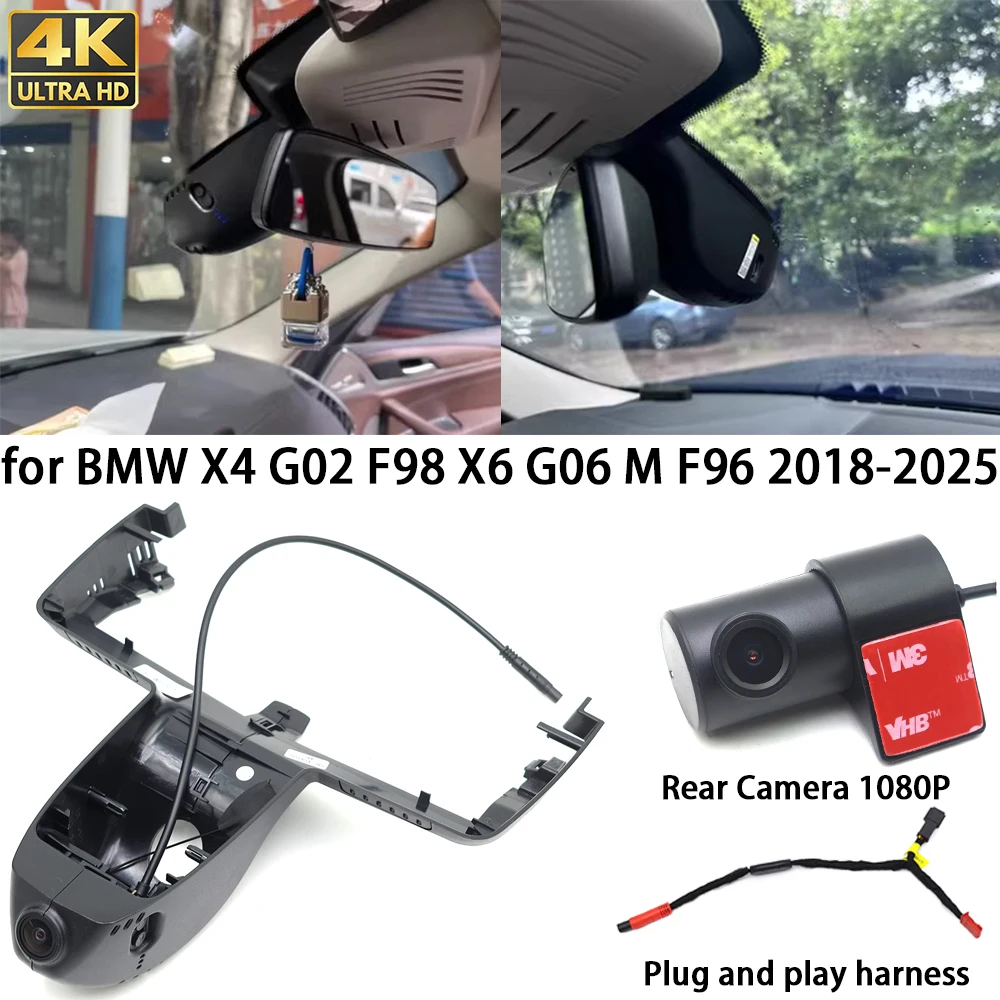 Für BMW X4 G02 F98 X6 G06 M F96 2018-2025 4K Dashcam Vorder- und Rückkamera DVR Plug-and-Play Videorekorder 24h Aufnahme WLAN Parküberwachung Image