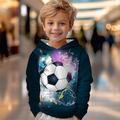 Ragazzi 3D Football Felpa con cappuccio Pullover Manica lunga Stampa 3D Autunno Inverno Moda Streetwear Fresco Poliestere Bambini All'aperto Casual Quotidiano Vestibilità regolare