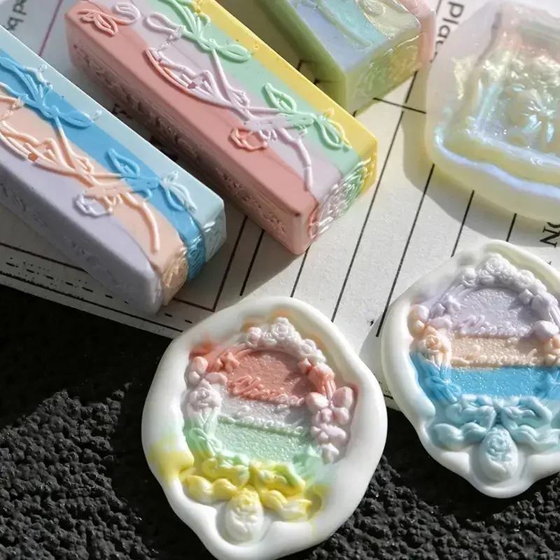 Neue 3 Stück marmorierte Siegelwachsstifte mit Farbverlauf für Umschlagsiegel, durchscheinende DIY handgefertigte Wachsperlen Image