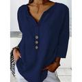 Blusa casual elegante da donna con collo a girocollo camicia regolare a maniche 3/4 uso quotidiano adatta per l'estate e la primavera.