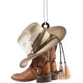 2023 Accessori per specchietto retrovisore auto Stivali da cowboy Ornamento Cappello Sella Portachiavi Decorazione