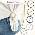 5 pezzi di moda in metallo rotondo cerchio sciarpa di seta anello clip t-shirt cravatta fermagli per abbigliamento da donna anello avvolgente supporto