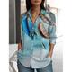 Camicia a maniche lunghe con stampa piumata da donna vestibilità regolare per lavoro e uso quotidiano primavera autunno inverno.