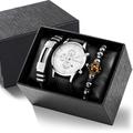 Montre à quartz analogique rétro classique pour homme avec chronographe et bracelet en cuir allié