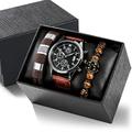 Montre à quartz analogique rétro classique pour homme avec chronographe et bracelet en cuir allié