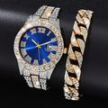 Montre-bracelet de luxe en or avec strass pour femme - Montre pour femme de marque Diamond