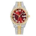 Montre à quartz de luxe pour homme style hip-hop entièrement en diamant montre-bracelet analogique en acier inoxydable cadeau pour petit ami