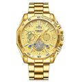 Montre de sport pour hommes BINBOND en acier inoxydable doré de luxe étanche automatique avec date cadran rond mouvement à quartz japonais B4750.