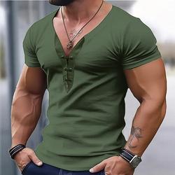 T-shirt à manches longues et col en V uni pour homme vêtement de créateur à lacets tendance pour la rue et les vacances