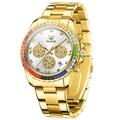 Montre à quartz OLEVS pour homme montre-bracelet en acier étanche avec calendrier lumineux et chronographe
