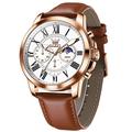 Montre à quartz tendance pour homme OLEVS avec phase de lune lumineuse et étanche pour sports de plein air bracelet en cuir