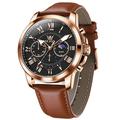 Montre à quartz tendance pour homme OLEVS avec phase de lune lumineuse et étanche pour sports de plein air bracelet en cuir