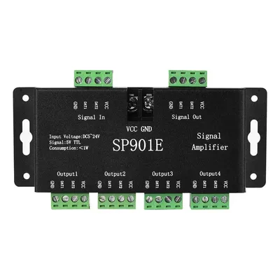 DC5V-24V SP901E Signal Amplifier LED SPI controller 4CH Group Amplifier for WS2812 2811 DMX512 LED