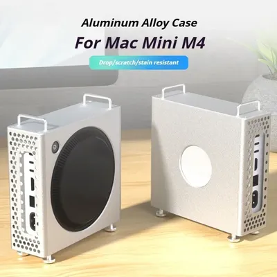 2in1 Design For Mac Mini M4/M4 Pro 2024 Aluminum Alloy with Heat Dissipation Stand Dustproof