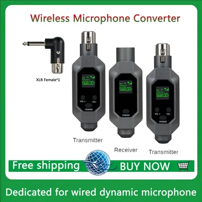 Wired to wireless microphone Convert XLR Transmitter Receiver System for Dynamic Microphone