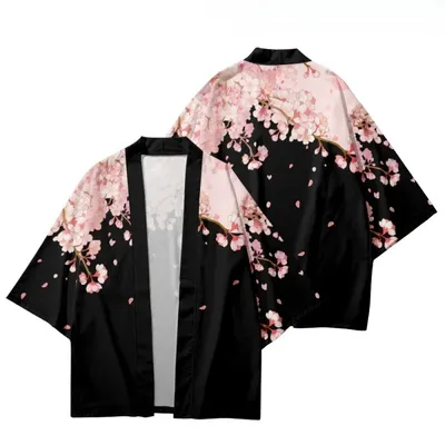 Japanese traditional clothing cherry blossom kimono Fashionable printed haori for men women Asian