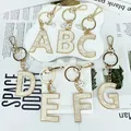 Portachiavi con ciondolo alla moda con decorazione di perle di lusso Portachiavi con iniziali AZ Coppie Ciondolo iniziale in metallo Regalo fai da te per uomini e donne
