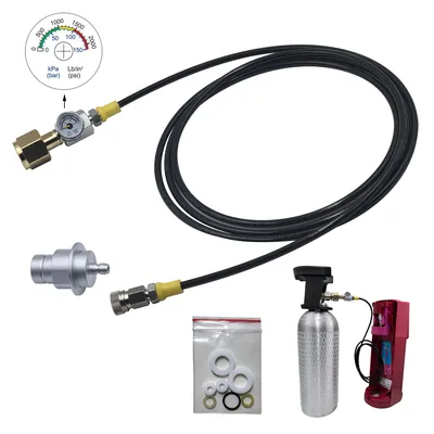 Soda Water Machine Terra DUO Art External CO2 Tank Fill Adapter 2.5M Hose Gauge Kit Filling Station