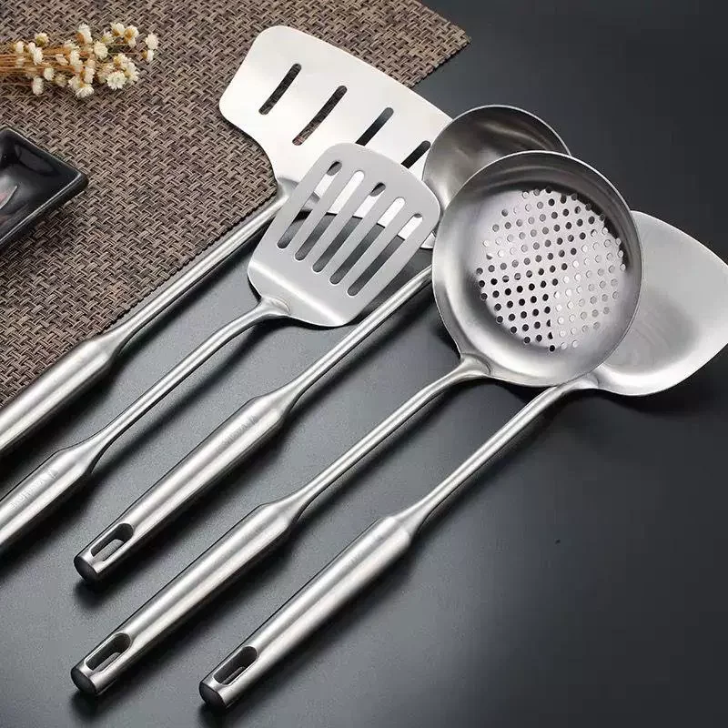 Spatule Wok en acier inoxydable 304, ustensiles de cuisine en métal, tourneur à fente, cuillère louche, outils de cuisine, ensemble d'ustensiles, accessoires de cuisine