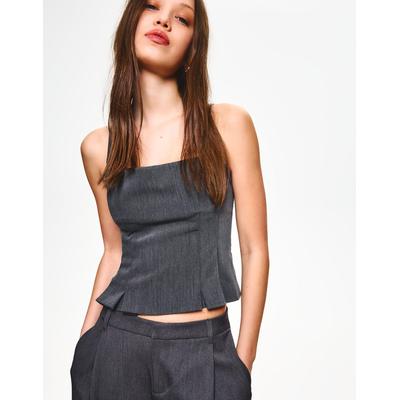 Bershka Stretch Strappy Top Women S Grey