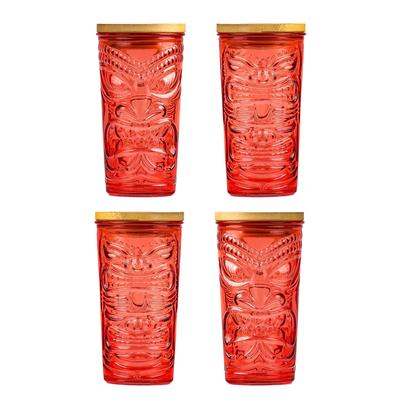 10 Strawberry Street Tiki Glass Sipper, Set of 4
