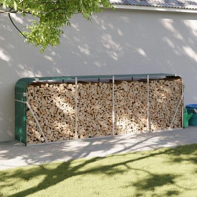 vidaXL Log Holder Outdoor Indoor Storage Firewood Rack Stand Galvanized Steel