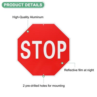 Stop Sign Aluminum,White Letters on Red Background - White Letters On Red Background