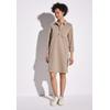 Blusenkleid STREET ONE, Damen, Gr. 46, EURO-Größen, beige (sheer beige meliert), Stoff, 73% Polyester, 24% Viskose, 3% Elasthan, unifarben, casual, comfort fit knieumspielend, V-Ausschnitt, Langarm Bündchen, Kleider, knielang