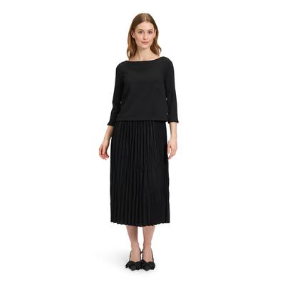 Jerseykleid BETTY BARCLAY "Betty Barclay Jerseykleid mit Plissee", Damen, Gr. 46, Normalgrößen, schwarz, Obermaterial: 96% Polyester, 4% Elasthan. Futter: 100% Polyester., festlich, figurumspielend lang, U-Boot-Ausschnitt, Halbarm, Kleider, Form Image