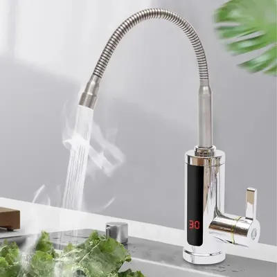 Electric Hot Cold Mixer Tap 3000W Instant Heating Faucet 360 Degree Rotation Tankless Water Heater Digital for Kitchen Bathroom