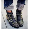 Leder/Wildleder Promi Susanna Schuhe Frau Schnalle Niet Besetzt Stiefeletten Frauen Chunky Heels