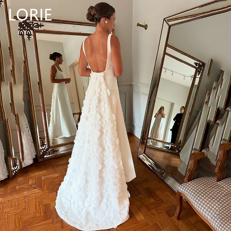 LORIE A-Linie und Meerjungfrau, sexy kurzes Hochzeitskleid, 3D-Applikation, ärmellose Brautkleider, Vestidos de Novia, rückenfrei, individuell gestaltet Image